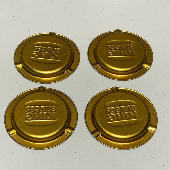 Vintage Burger King Goldtone Metal Ashtray Set Of 4 - Picture 2 of 8